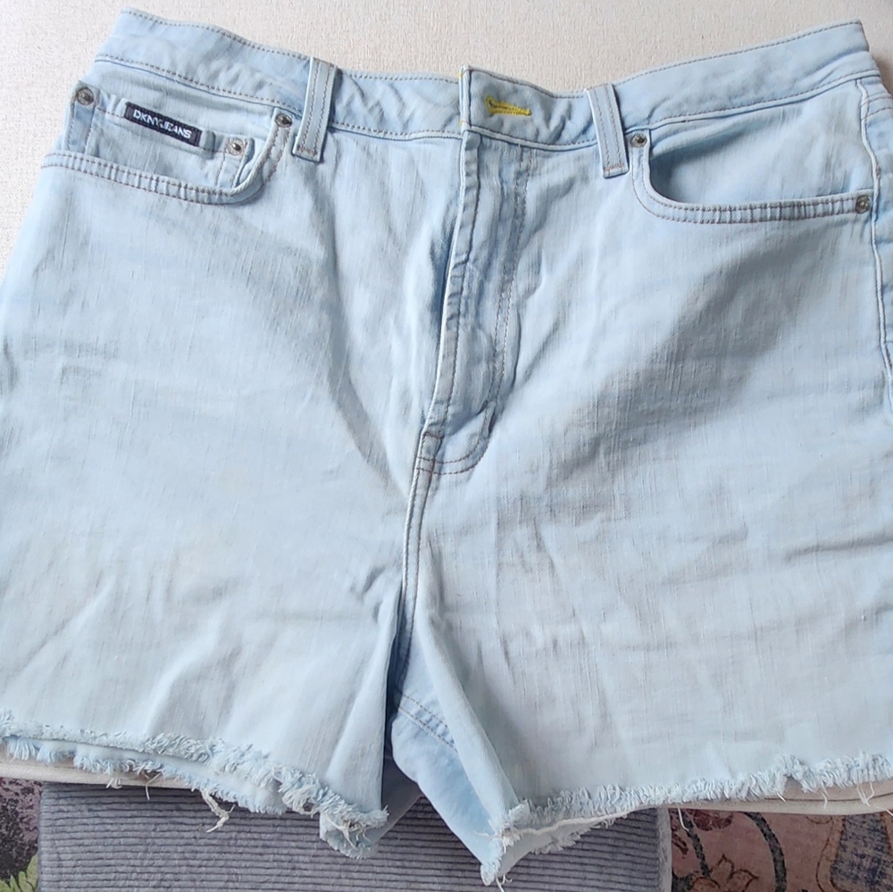 DKNY High Rise Light Blue Denim Shorts